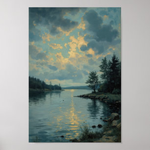 Affiche Œuvre d'art murale de paysage de lac Moody antique