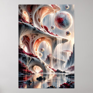 Affiche Œuvre d'art murale de paysages cosmiques surréalis