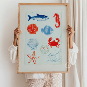 Affiche Œuvre d'art murale de peinture océanique sur la vi