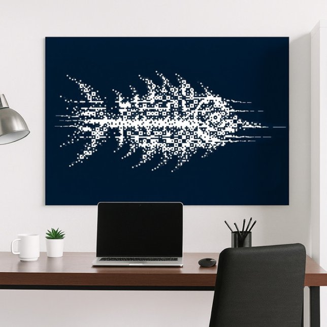 Affiche Œuvre d'art murale de poisson blanc Pixel Glitch (Créateur téléchargé)