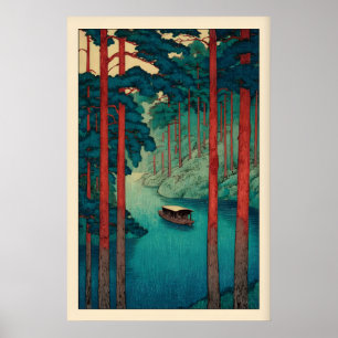 Affiche Œuvre d'art murale de rivière tranquille dans le s