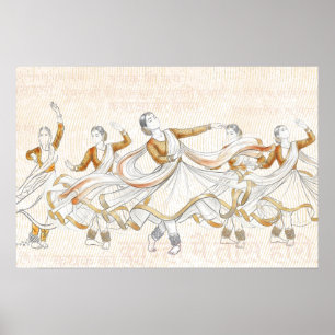 Affiche Œuvre d'art murale de scène de danse classique ind