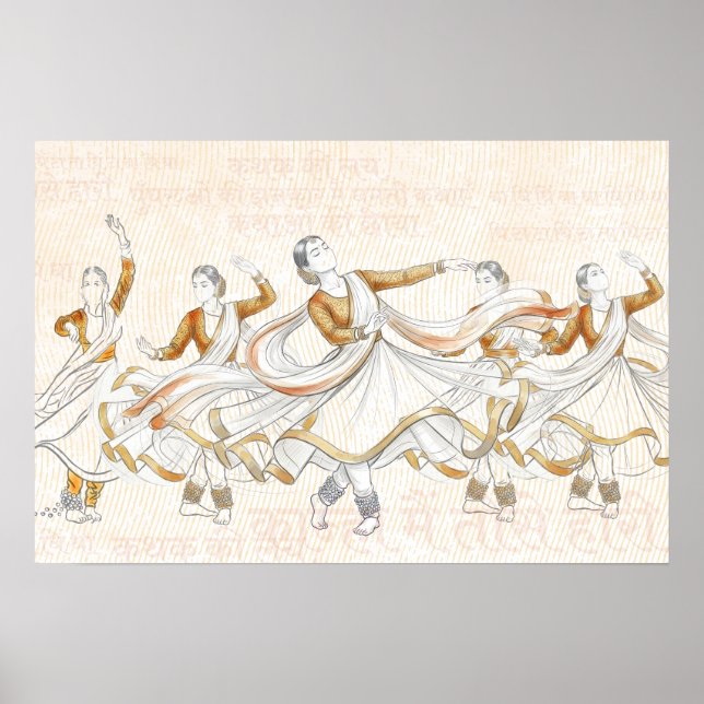 Affiche Œuvre d'art murale de scène de danse classique ind (Devant)