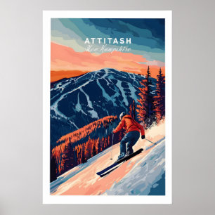 Affiche Œuvre d'art murale de ski Attitash 1