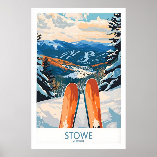 Affiche Œuvre d'art murale de ski de Stowe Valley 1 (Devant)