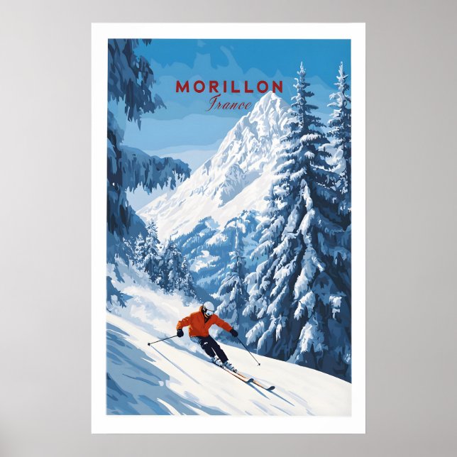 Affiche Œuvre d'art murale de ski Morillon (Devant)