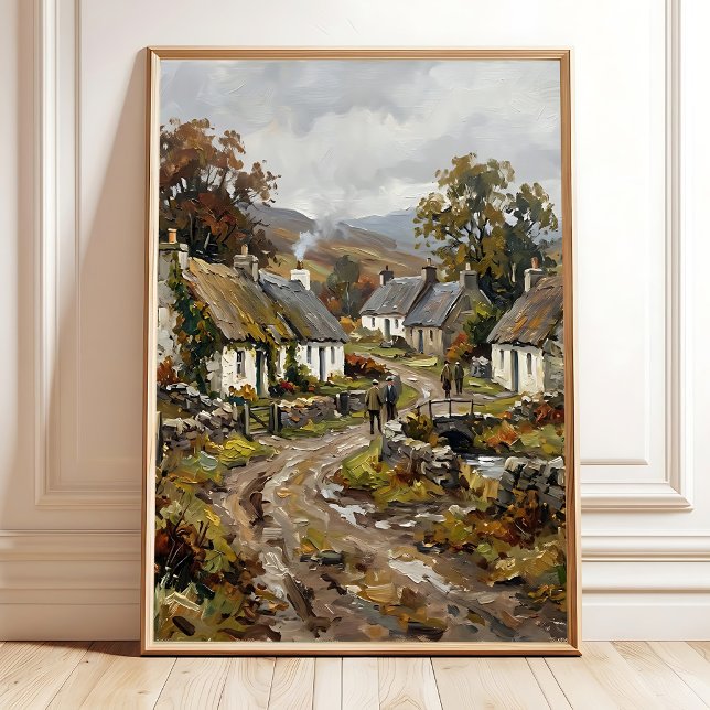 Affiche Œuvre d'art murale de village des Highlands écossa (Créateur téléchargé)