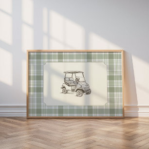 Affiche Œuvre d'art murale de voiturette de golf vintage