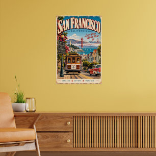 Affiche Œuvre d'art murale de voyage à San Francisco en Ca