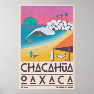 Affiche Œuvre d'art murale de voyage Scène de surf Chacahu