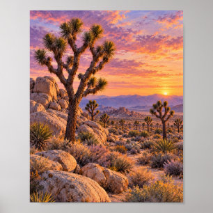 Affiche Œuvre d'art murale Désert de Joshua Tree au couche