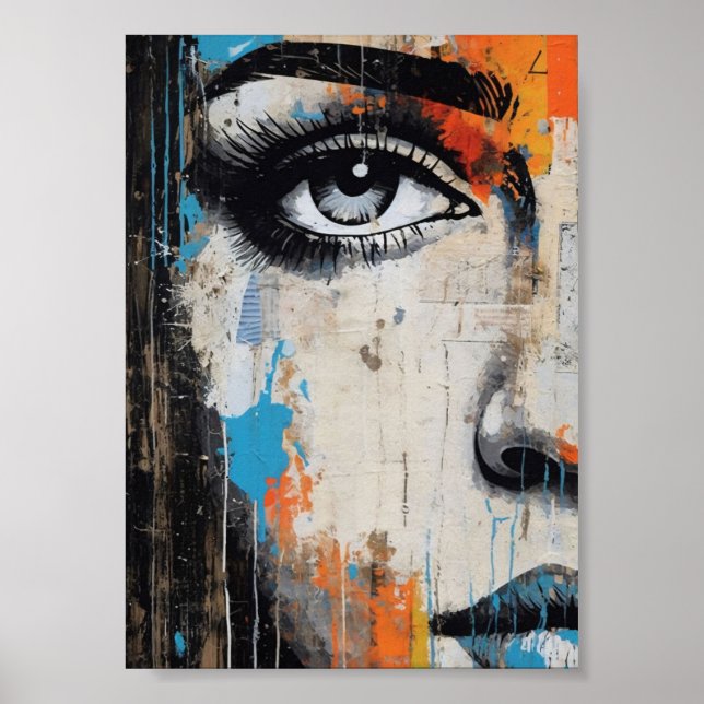 Affiche Œuvre d'art murale d'œil urbain (Devant)