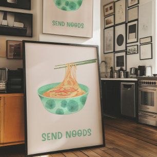 Affiche Œuvre d'art murale drôle de Ramen “Envoyez des nou