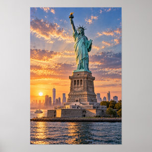 Affiche Œuvre d'art murale du coucher de soleil à New York