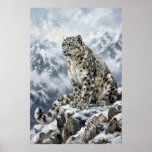 Œuvre d'art murale du totem du léopard des neiges