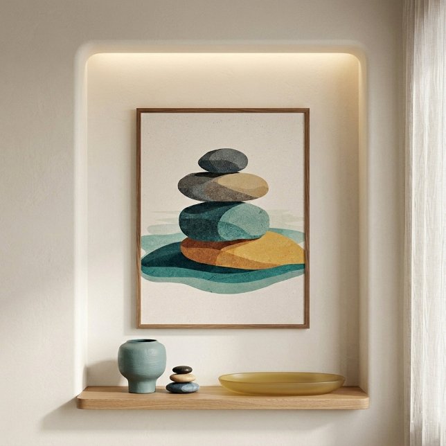 Affiche Œuvre d'art murale en cairn équilibré pour intérie (Créateur téléchargé)
