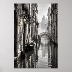 Affiche Œuvre d'art murale en noir et blanc de gondole du