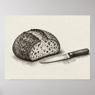 Affiche Œuvre d'art murale en pain Boulangerie Cuisine Nat
