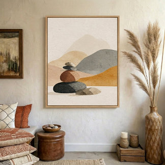 Affiche Œuvre d'art murale en pierres neutres pour décorat