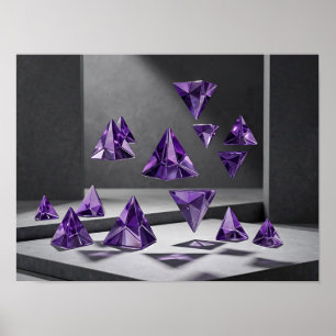 Affiche Œuvre d'art murale en tétraèdres de cristal violet