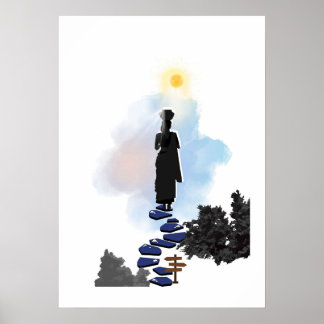 Affiche Œuvre d'art murale - Fille solitaire sur la collin