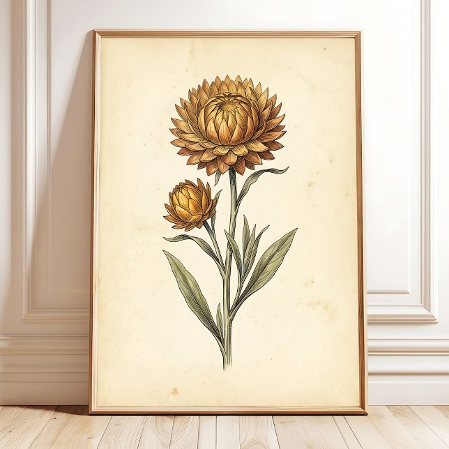 Affiche Œuvre d'art murale florale de paille botanique (Créateur téléchargé)