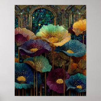 Affiche Œuvre d'art murale florale en verre coloré – Télé