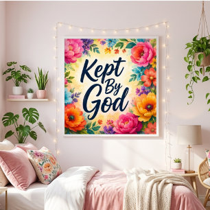 Affiche Œuvre d'art murale florale multicolore gardée par