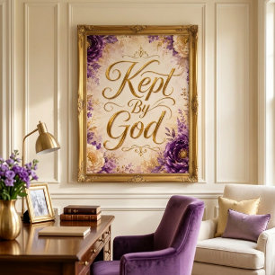 Affiche Œuvre d'art murale florale violette et blanche Gar