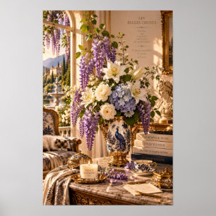 Affiche Œuvre d'art murale florale Wisteria vintage
