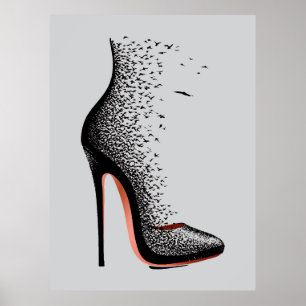 Affiche Oeuvre d'art murale High Heel Birds – Chaussure de