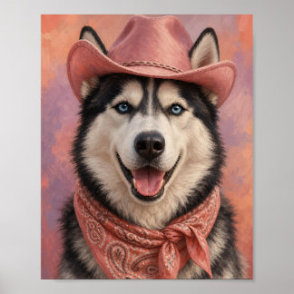 Affiche Œuvre d'art murale Husky — Portrait de cowgirl ave