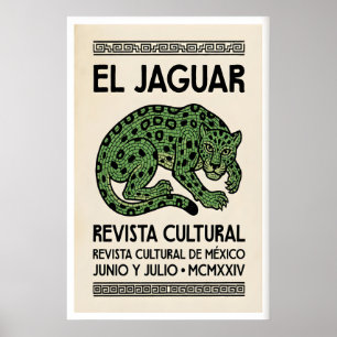 Affiche Œuvre d'art murale Jaguar Spirit, ligne mosaïque,