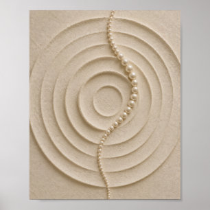 Affiche Œuvre d'art murale japandi minimaliste à cercles a