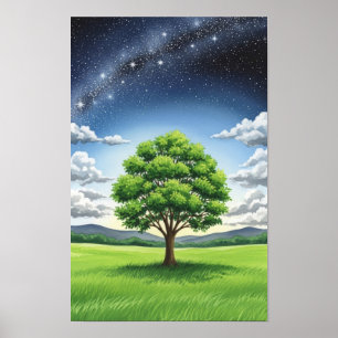 Affiche Œuvre d'art murale. L'arbre solitaire