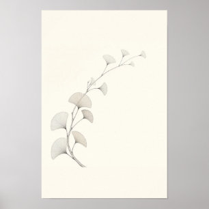 Affiche Œuvre d'art murale minimaliste de branche de Ginkg