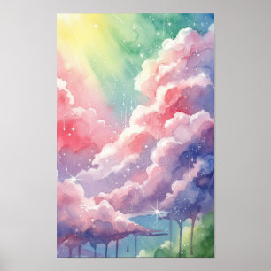 Affiche Œuvre d'art murale. Nuages lumineux