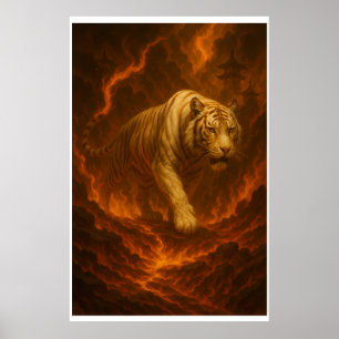 Affiche Œuvre d'art murale Premium Volcanic White Tiger –