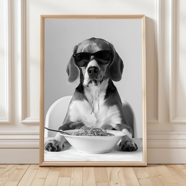 Affiche Oeuvre d'art murale représentant un Beagle mangean (Créateur téléchargé)