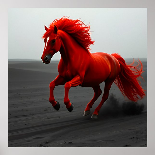Affiche Œuvre d'art murale représentant un puissant cheval (Devant)