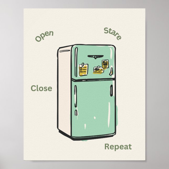 Affiche Œuvre d'art murale rétro frigo Ouvrir Regarder Fer (Devant)