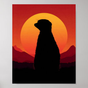 Affiche Œuvre d'art murale silhouette de coucher de soleil