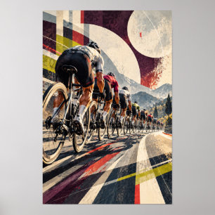 Affiche Œuvre d'art murale sur le peloton de cyclisme sur