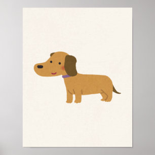 Affiche Œuvre d'art murale teckel pour nurserie