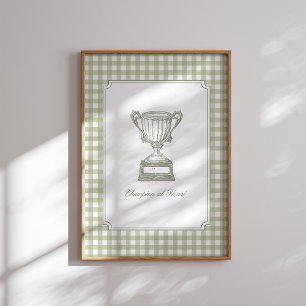 Affiche Œuvre d'art murale trophée vintage Champion at Hea
