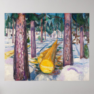 Affiche Œuvre d'art murale vintage 1912 de Munch, forêt de