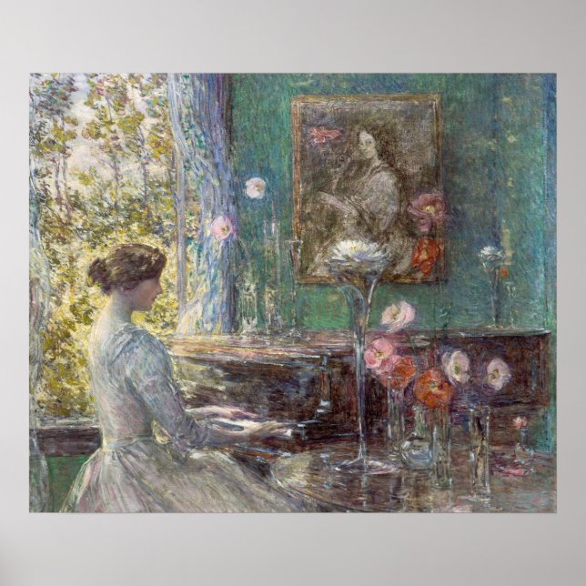 Affiche Œuvre d'art murale vintage impressionniste de dame (Devant)