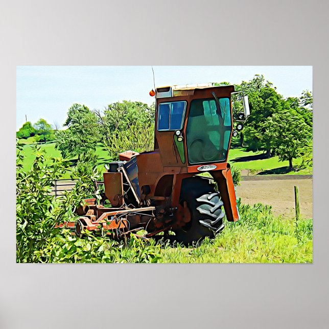 Affiche Œuvre d'art numérique du tracteur du Midwest (Devant)