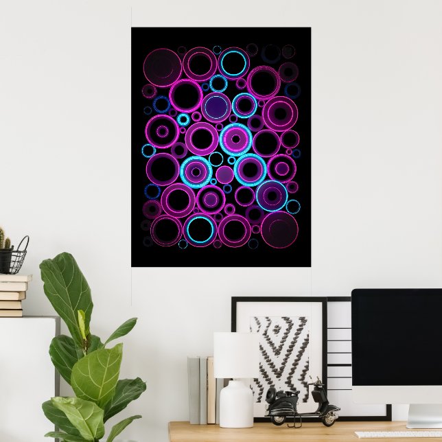 Affiche Œuvre d'art numérique Matrix Synthwave Électrique  (Bureau à domicile)