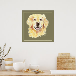 Affiche Œuvre d'art originale aquarelle chien retriever do
